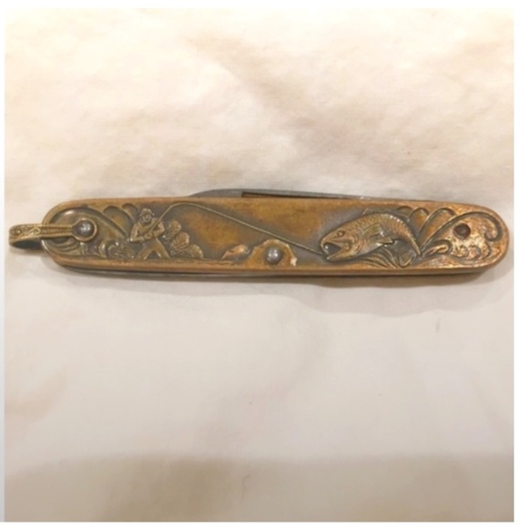Vintage Other - O4-Antique Ornate Brass Fisherman by Imperial, Rhode Island
